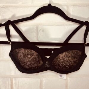 NWT Soma Lightest Lift Lined Demi Underwire Lace Bra 32 B Black #0300